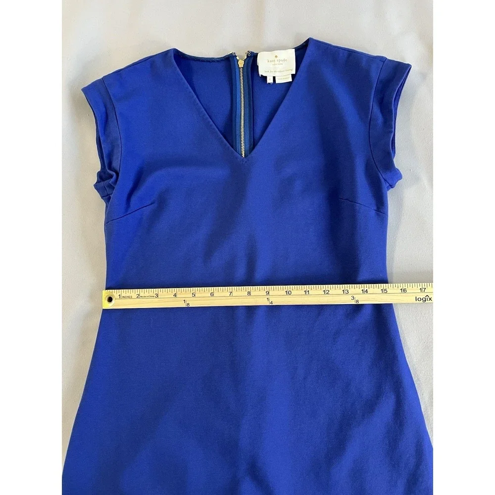 Kate Spade A-Line Mini Dress  Size 4 Royal‎ Blue V-Neck Women's
